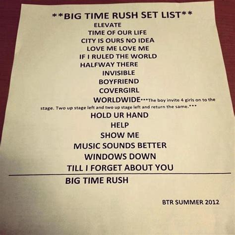 Big Time Rush Brasil: Setlist dos shows do Big Time Rush no Brasil