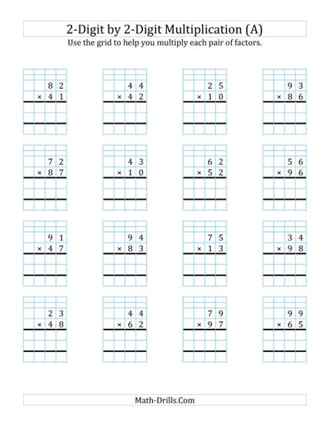 2-Digit by 2-Digit Multiplication with Grid Support (A) Long