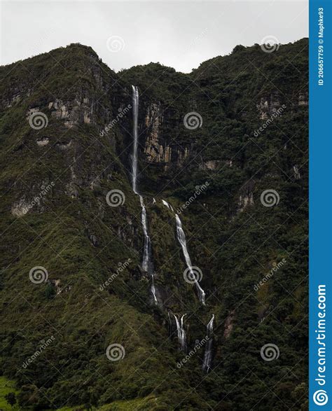 Panoramic View Of El Chorro De Giron Waterfall Cascade Cataract Near