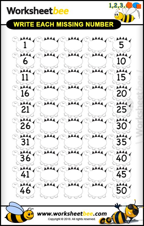 All worksheets are printable pdf documents with answer pages. Printable Worksheet for Kids About Write Each Missing ...