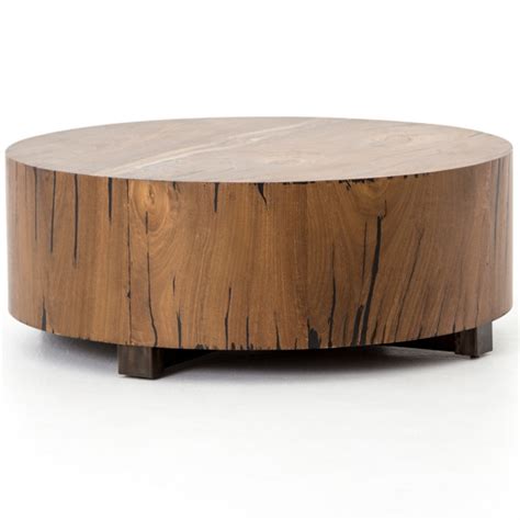 Hudson Round Natural Yukas Wood Block Coffee Table Zin Home