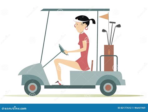 Woman In The Golf Cart Stock Vector Illustration Of Color 82177612