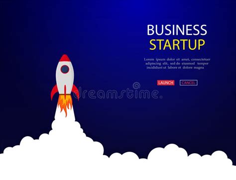 Business Concept Of Banner With Startup Rocketlaunch Rocket Vector