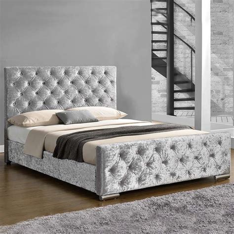 Vintage mirrors | white, silver & gold. Luxury Double / King Size Bed Frame Grey Fabric or Silver ...
