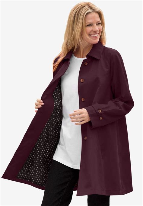 Water Resistant A Line Raincoat Plus Size Trenches And Raincoats Woman Within Plus Size