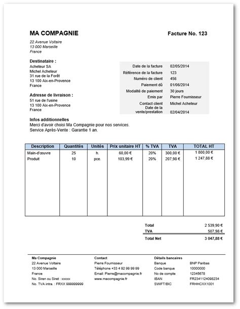 Modele facture format Word et PDF !  Consulter nos exemples de à