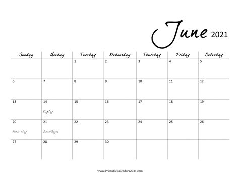 These free june calendars are.pdf files that download and print on almost any printer. 60+ Free June 2021 Calendar Printable with Holidays, Blank ...