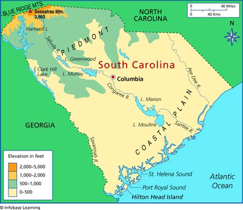 Elevation Map Of South Carolina Map Vector