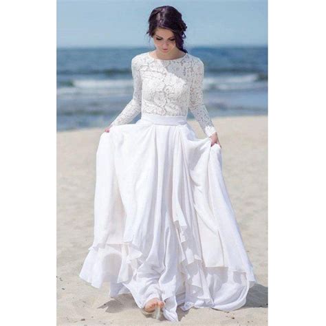 Get the best deals on lace beach wedding dresses. Modest Summer Beach Wedding Dress Long Sleeve Lace Top ...