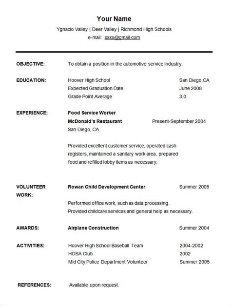 Simple Resume Template For High School Students Issebound