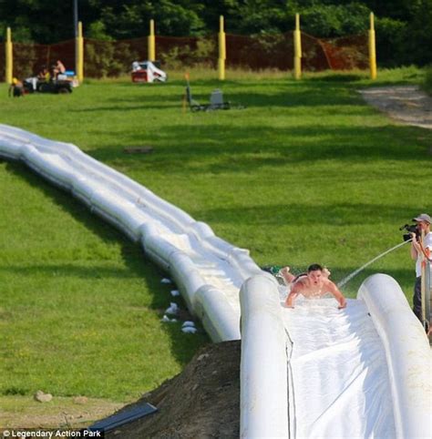 Peak water park inflatable slide. World's longest inflatable water slide comes to New Jersey ...