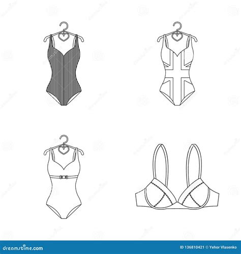 Isolated Object Of Bikini And Fashion Icon Set Of Bikini And Swimsuit Stock Symbol For Web