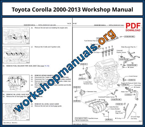 Toyota Corolla 2000-2013 Workshop Repair Manual Download PDF