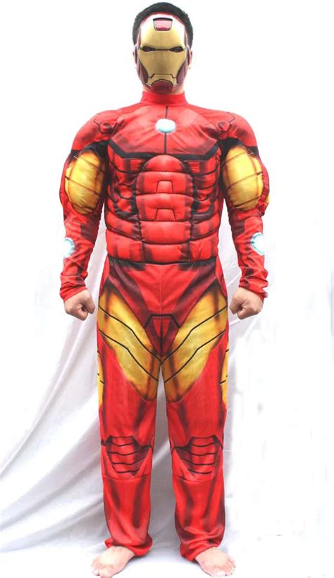 Free Shippingnew Style Adult Cosplay Avengers Iron Man Muscle Costume