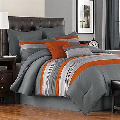 This digitized version of camouflage takes a modern approach with an orange and gray combination. Livingston 6-8 Piece Comforter Set | Comforter sets ...