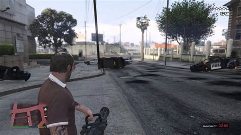 Grand Theft Auto V Minigun With Explosive Bullets Vs Police Youtube