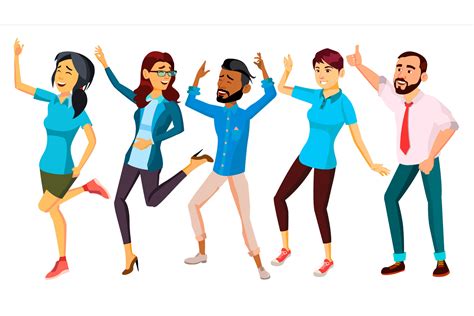 Dancing People Set Vector Adult Persons In Action Character Design
