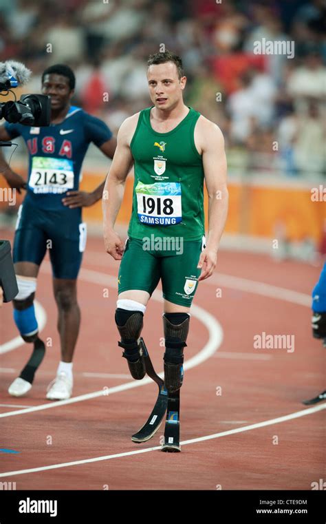 South African Paralympic Sprinter Oscar Pistorius Participates In The