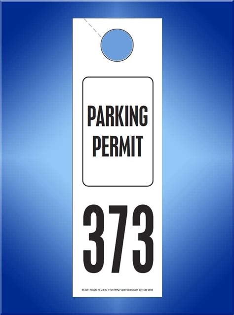 Hanging Numbered Parking Permit Vt3vpha2 Order Online