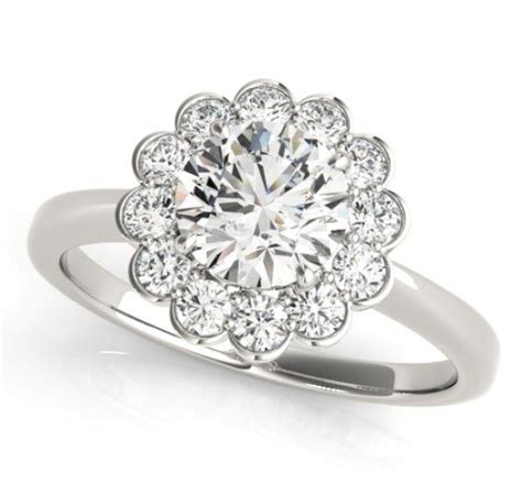 Floral Halo Engagement Ring Custom Rings Valeria Custom Jewelry