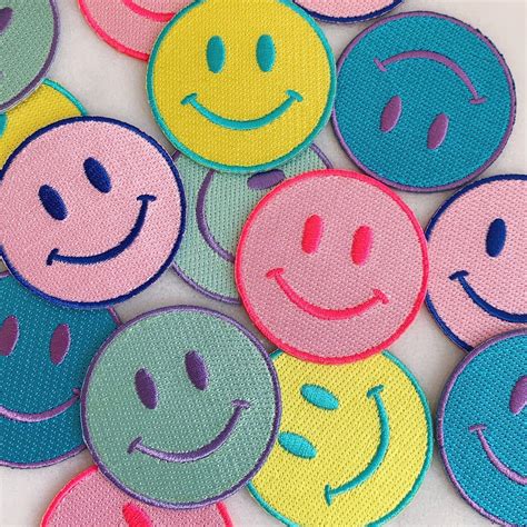 Smiley Face Iron On Patch Embroidered Patches For Jackets Etsy