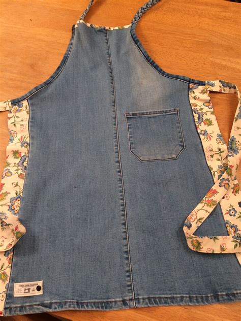 Apron Made From A Pair Of Denim Jeans And Vintage Fabric Vintage Fabric