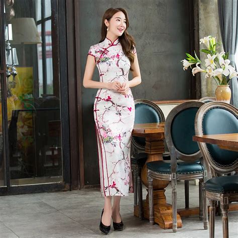 new arrival chinese women s traditional long dress silk long slim cheongsam summer sexy qipao