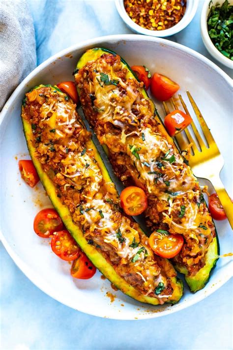 Maybe you would like to learn more about one of these? The BEST EVER Italian Stuffed Zucchini Boats - The Girl on ...