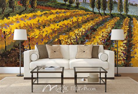 Sunset On The Vineyard Wallpaper Mural By Magic Murals