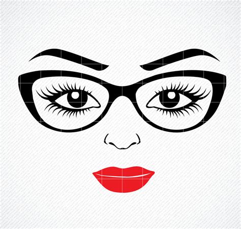 Womens Face Svg Girl In Glasses Svg Women Face Png Eye Etsy Canada