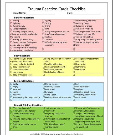 Trauma Therapy Worksheets