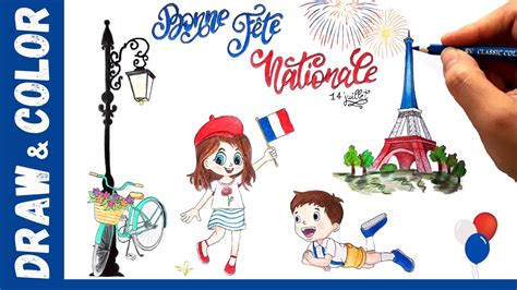 France National Day Celebration Greetings Drawing And Coloring July