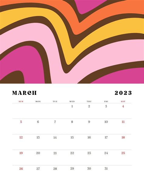 2023 Calendar Retro Printable 2023 Classroom Yearly Calendar Etsy Canada
