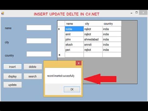 Insert Update Delete View And Search Data From Database In C Net Youtube