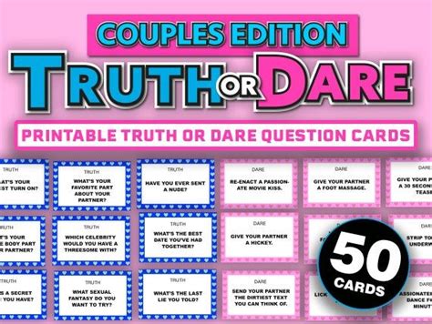 Couples Truth Or Dare Question Cards Game For Couples Etsy Truth Or