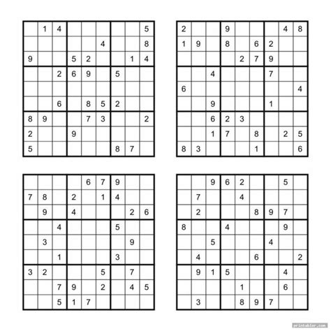 Medium Printable Sudoku Puzzles 4 Per Page Gridgit Sudoku Printables