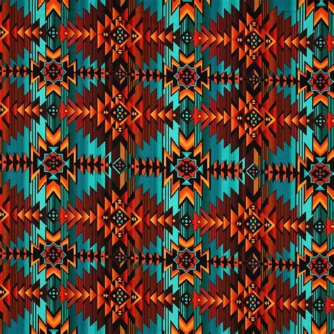 Timeless Treasures Southwest Sunset Indian Blanket Turquoise ~ Shades