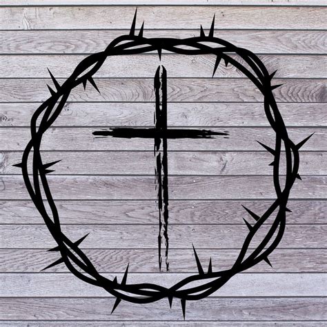 Cross Svg Black White Crown Of Thorns Svg Christian Graphic Etsy Uk