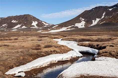 This Is Wetlands And Tundra Common In Iceland With Snow Capped
