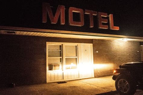 Headlights On A Motel Room Door At Night Stock Photo Image Of Feel