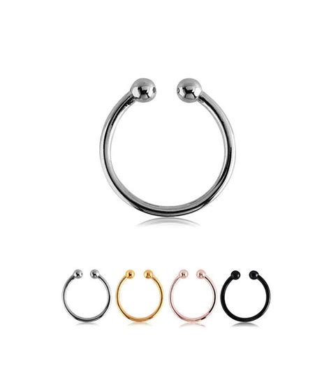 L Surgical Steel Fake Septum Faux Nose Ring Non Pierced Etsy
