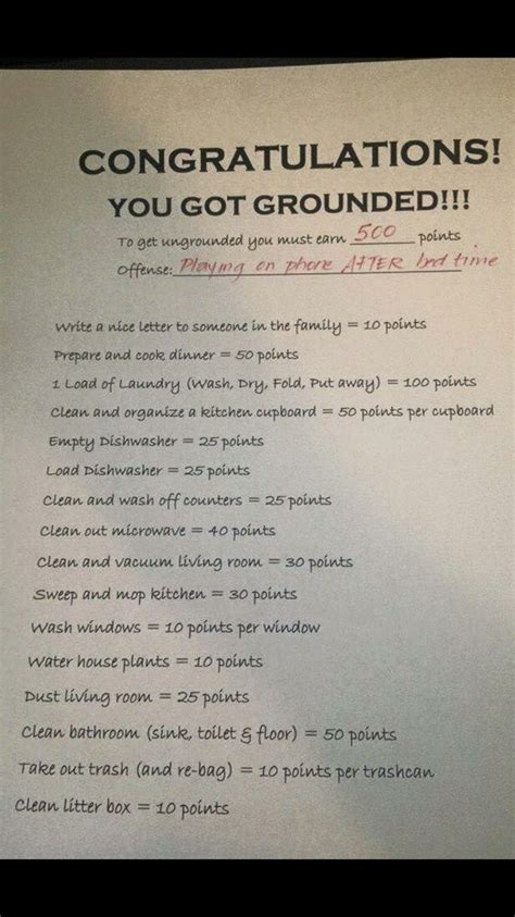 Congratulations You Got Grounded With Images Chores For Kids