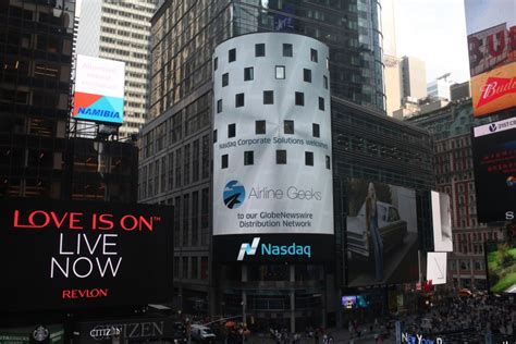 The company's line of business includes providing public relations services. Yes, that is our logo on the NASDAQ tower - AirlineGeeks.com