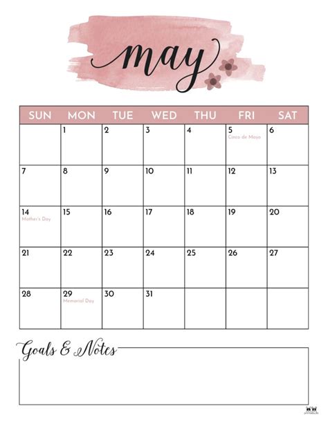 May 2023 Calendar With Holidays Printable
