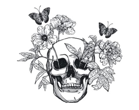 Butterflies Skull Floral Flowers Sticker By Jessicaknable
