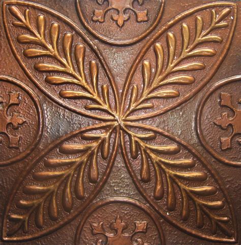 Copper Tile Set Of 4 Flower Design Kitchen Backsplash Etsy Copper