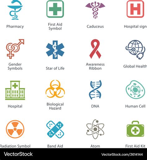 Colored Medical Health Care Icons Set 1 Vector Image