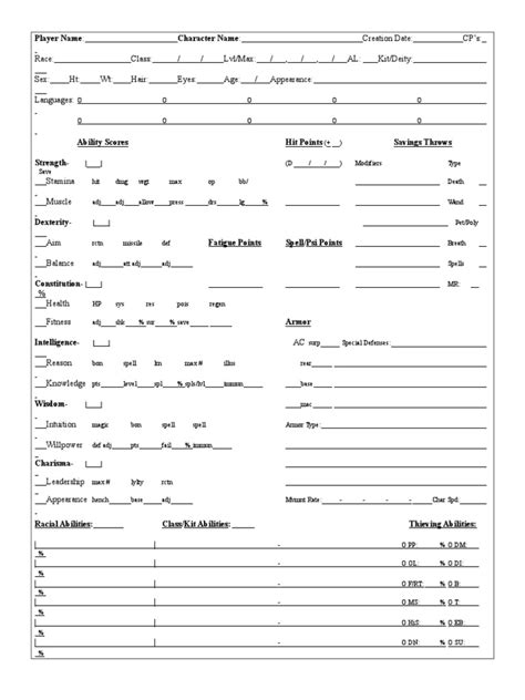 Fantasy character concepts / wizards of the coast. AD&D - 1 Page - Skills & Powers Character Record.doc | Dungeons & Dragons | Wizards Of The Coast ...