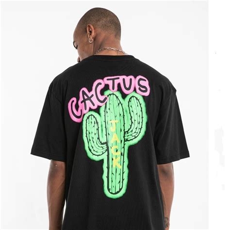 Camiseta Estampada Nas Costas Cactus Jack Travis Scott Estilo