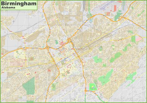 Large Detailed Map Of Birmingham Alabama
